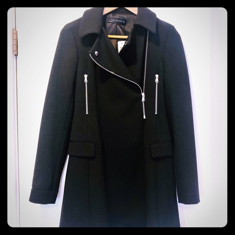 Zara Black Moto style Coat